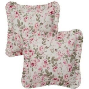 Simply Shabby Chic Rosalie Cabbage Rose Throw Pillows by Rachel Ashwell NEW